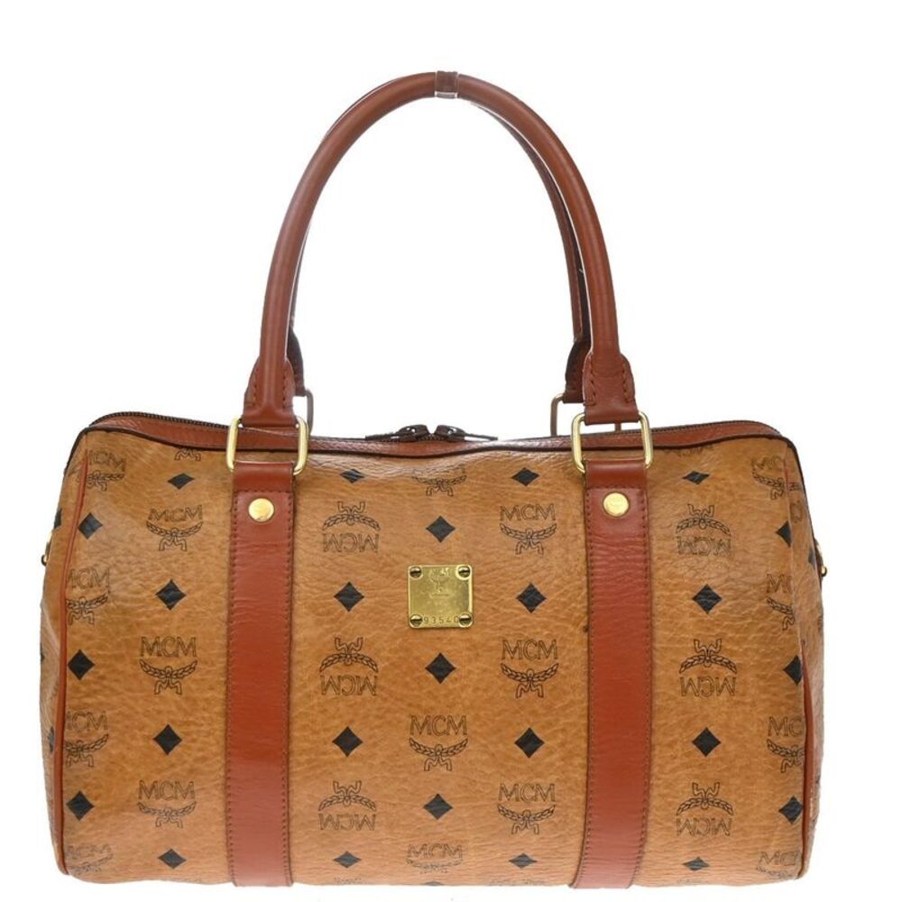 MCM Visetos Leather Brown Leather Handbag